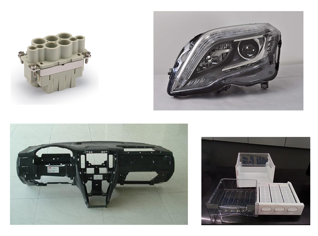 065-PC应用范围（连接器、冰箱抽屉、仪表板、车灯）